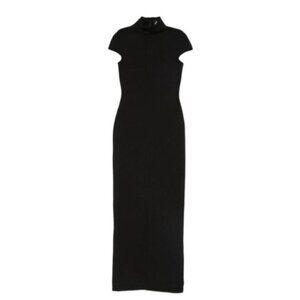 Black Maxi Mock-Neck Cap Sleeve Dress - Women